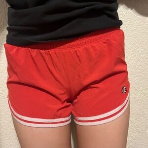 Small Red and White Striped Champion Athletic Shorts